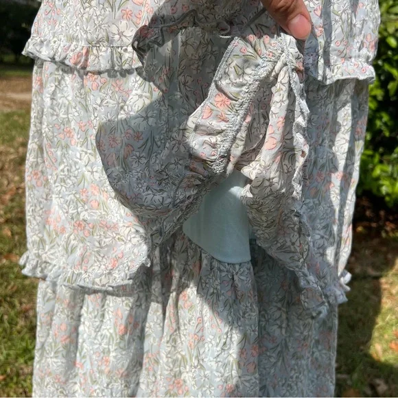 NWT ASTR the Label Midsummer Multi Floral Tiered Maxi Blue Dress Size XL Spring - Picture 8 of 9